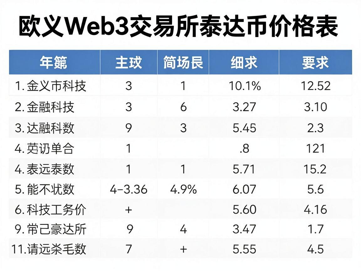 欧义Web3交易所泰达币价格表