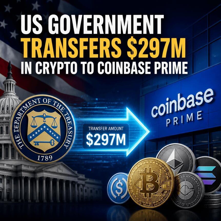 美国政府向Coinbase Prime转移2.97亿美元加密资产